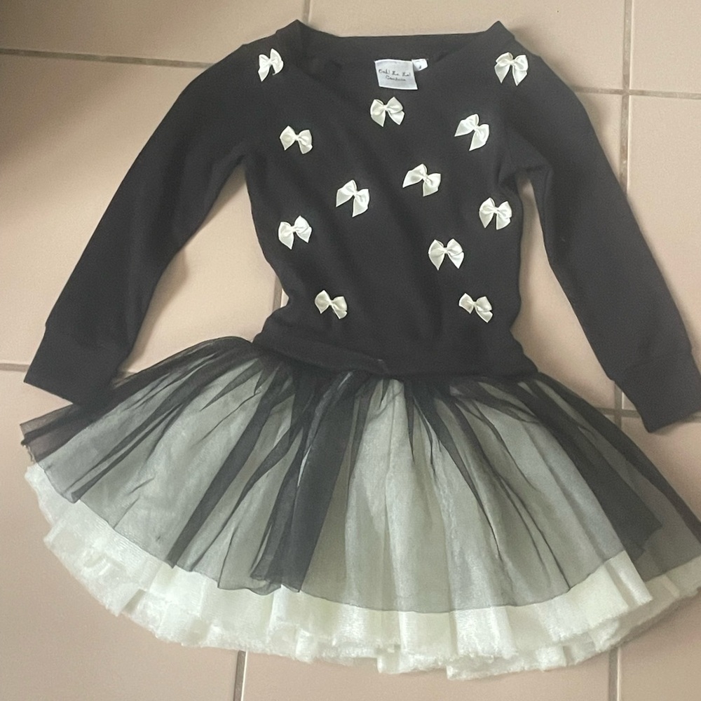 Charming Black and White Kids Dress